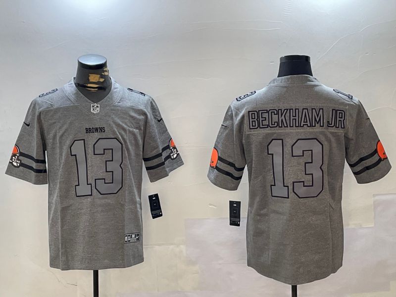 Men Cleveland Browns #13 Beckham jr Grey Throwback 2024 Nike Limited NFL Jersey style 6->oakland raiders->NFL Jersey